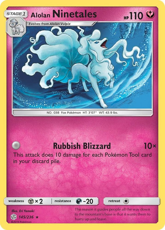 Alolan Ninetales 145  - Reverse Holofoil SM  Cosmic Eclipse - Holo Rare