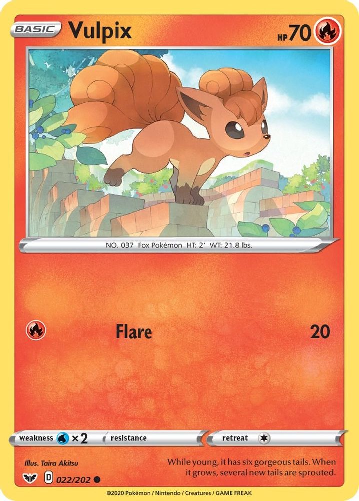 Vulpix 022  - Reverse Holofoil SWSH01 Sword & Shield Base Set - Common