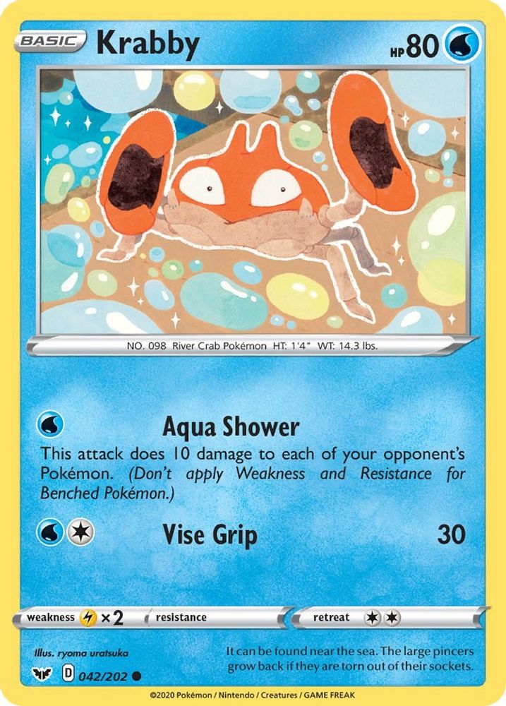 Krabby (042) (042) 042  - Reverse Holofoil SWSH01 Sword & Shield Base Set - Common