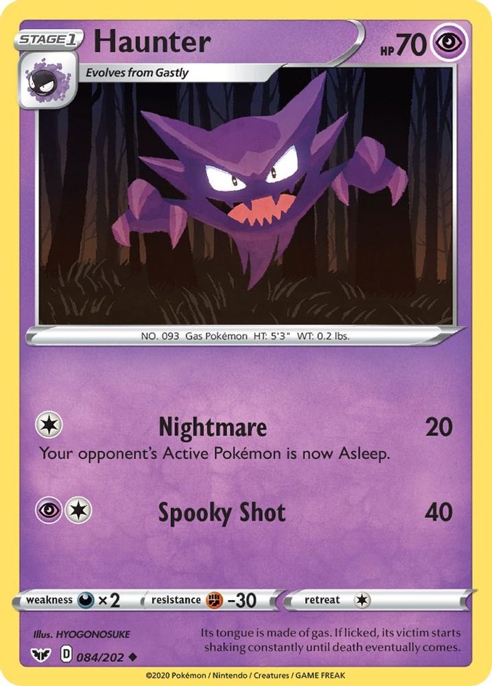 Haunter 084  - Reverse Holofoil SWSH01 Sword & Shield Base Set - Uncommon