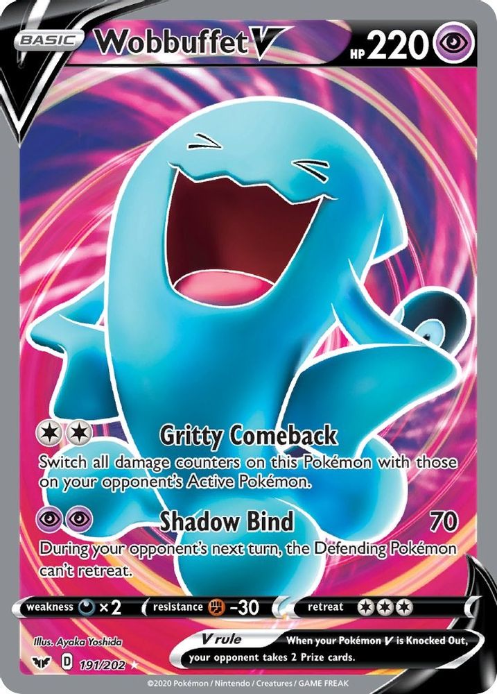 Wobbuffet V (Full Art) 191  - Holofoil SWSH01 Sword & Shield Base Set - Ultra Rare