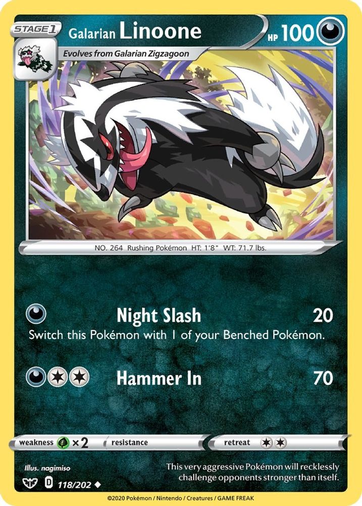 Galarian Linoone 118/202  SWSH01 Sword & Shield Base Set - Uncommon