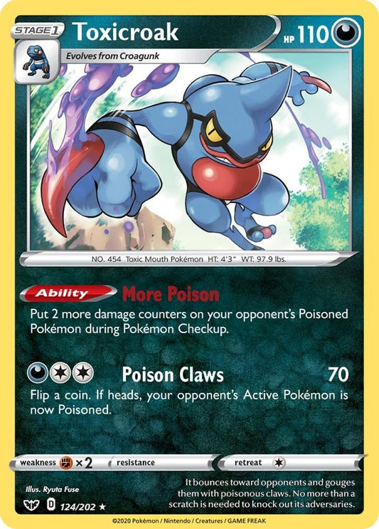 Toxicroak 124  - Reverse Holofoil SWSH01 Sword & Shield Base Set - Holo Rare