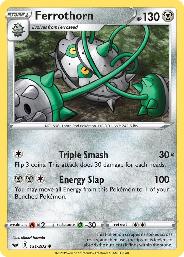 Ferrothorn 131  - Reverse Holofoil SWSH01 Sword & Shield Base Set - Uncommon
