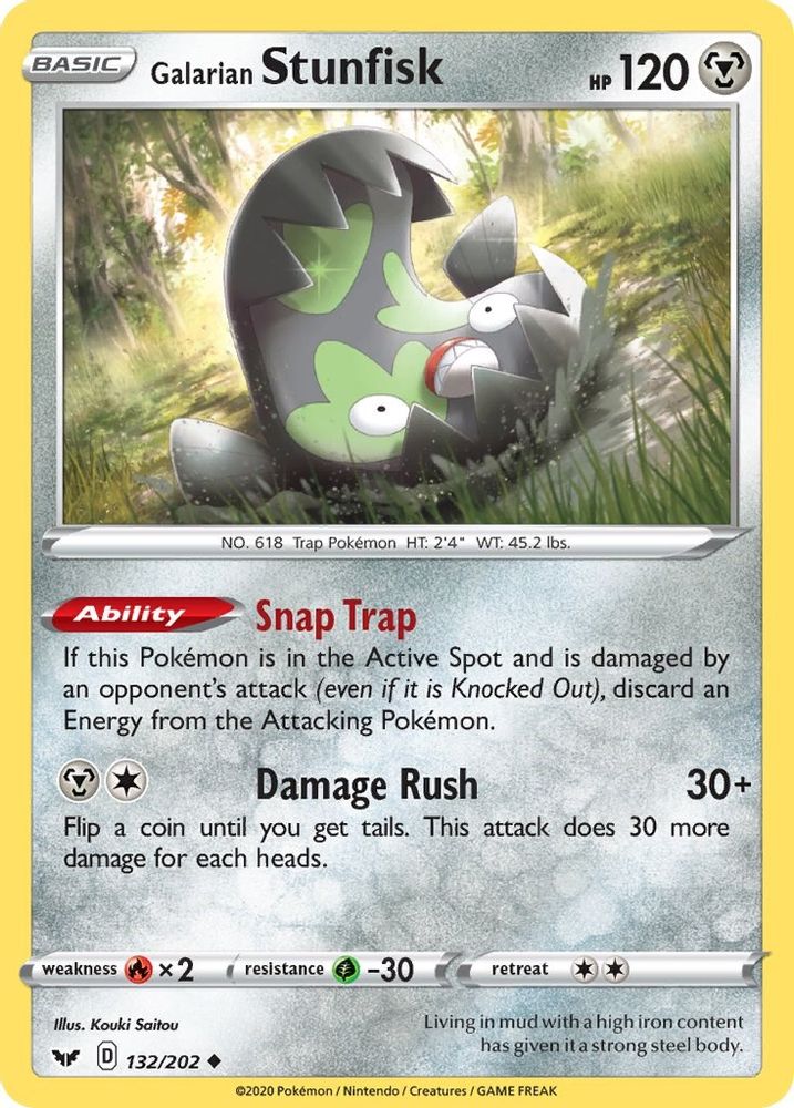 Galarian Stunfisk 132  SWSH01 Sword & Shield Base Set - Uncommon