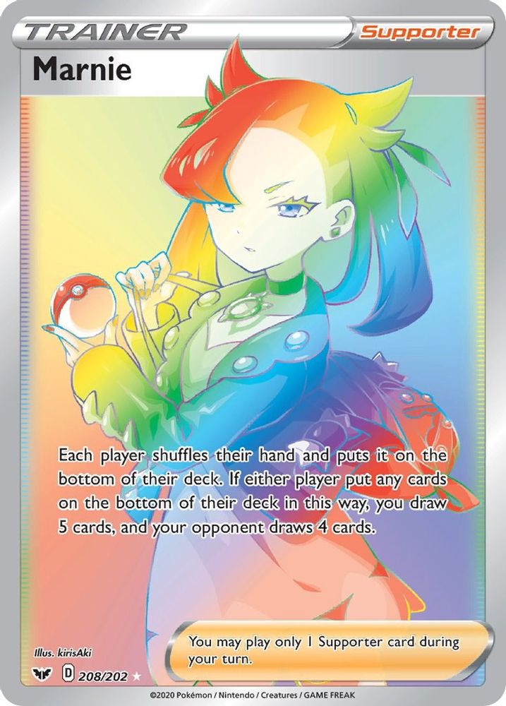 Marnie (Secret) 208  - Holofoil SWSH01 Sword & Shield Base Set - Secret Rare