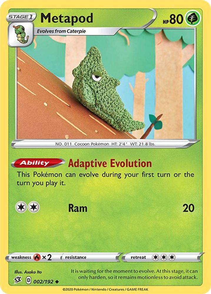 Metapod 002  - Reverse Holofoil SWSH02 Rebel Clash - Uncommon