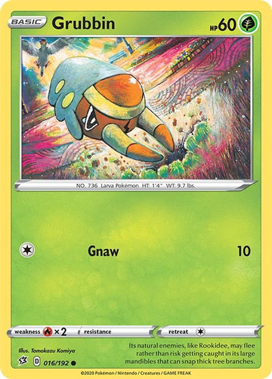 Grubbin 016  - Reverse Holofoil SWSH02 Rebel Clash - Common