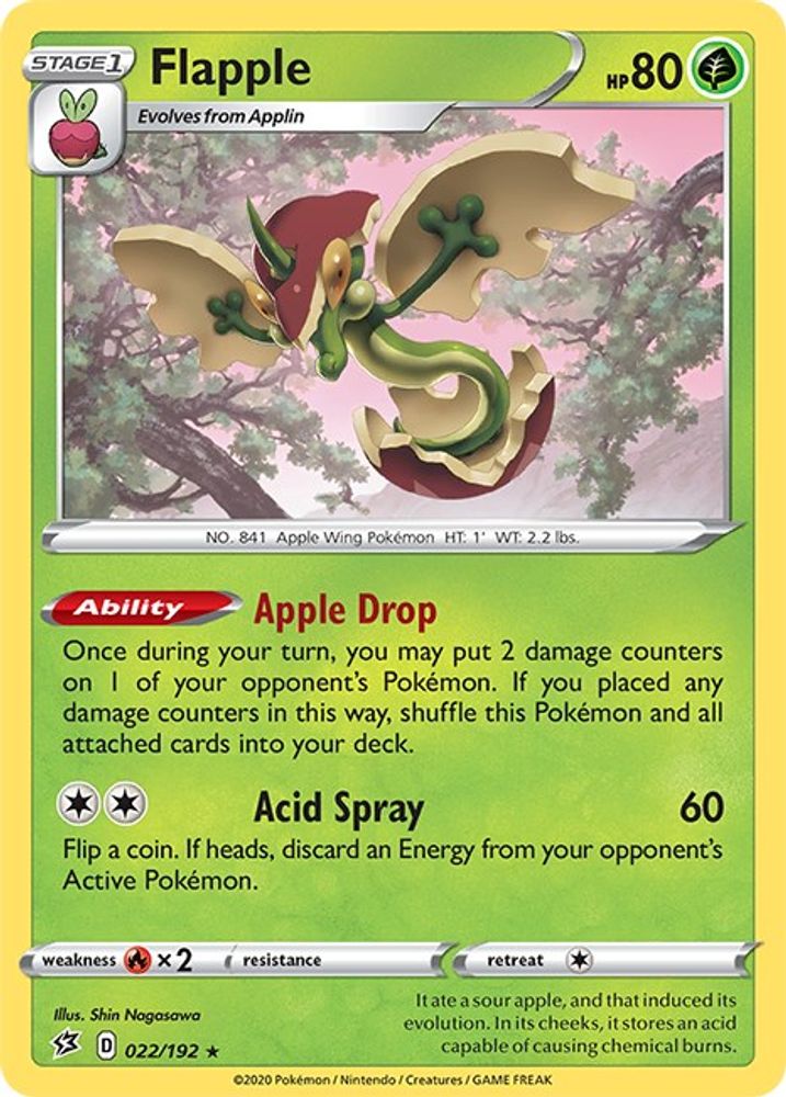 Flapple 022  - Reverse Holofoil SWSH02 Rebel Clash - Holo Rare
