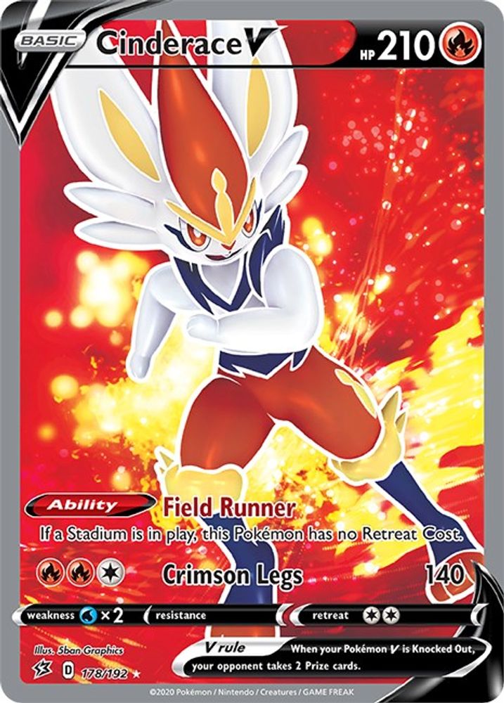 Cinderace V (Full Art) 178  - Holofoil SWSH02 Rebel Clash - Ultra Rare