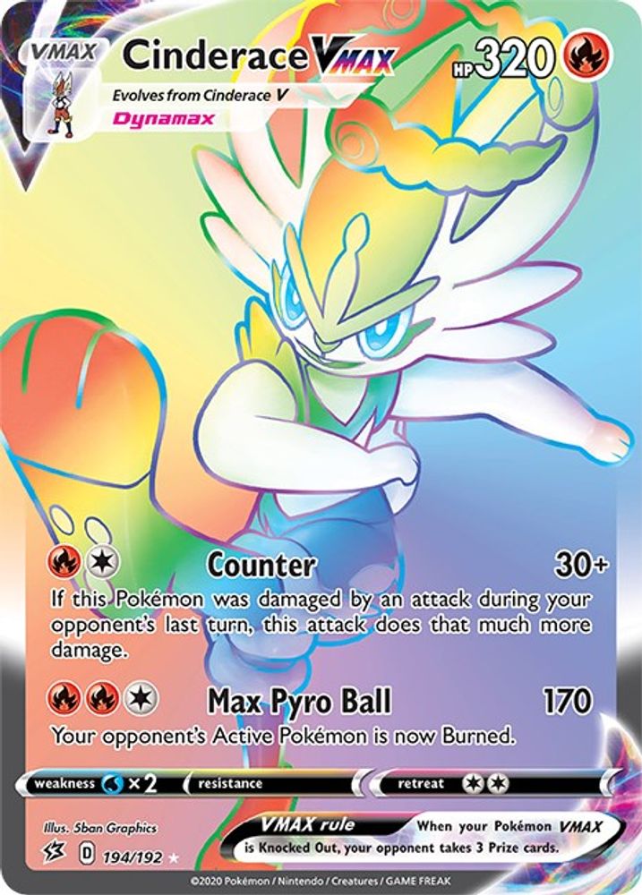 Cinderace VMAX (Secret)/192  - Holofoil SWSH02 Rebel Clash - Secret Rare