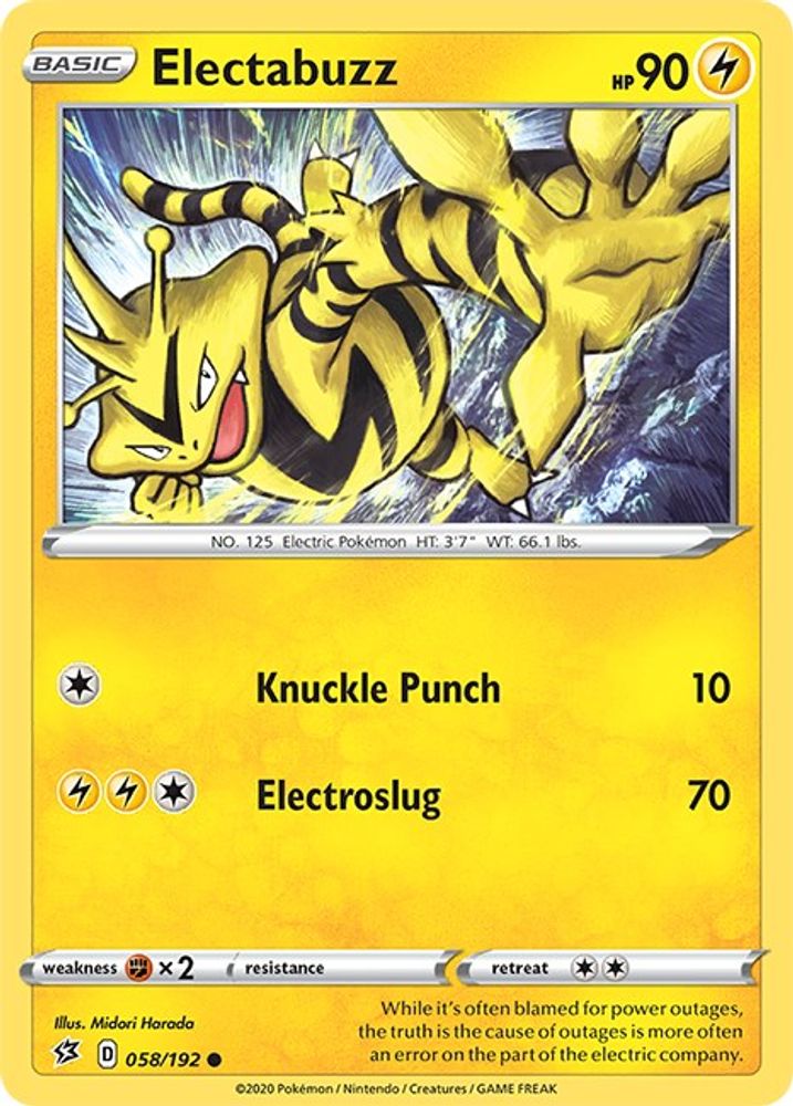 Electabuzz 058  - Reverse Holofoil SWSH02 Rebel Clash - Common
