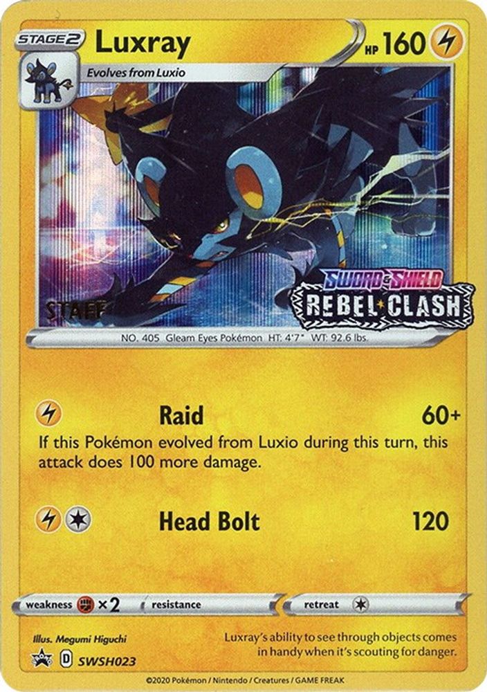 Luxray - SWSH023 (Prerelease) [Staff]  - Holofoil SWSH Sword & Shield Promo Cards - Promo