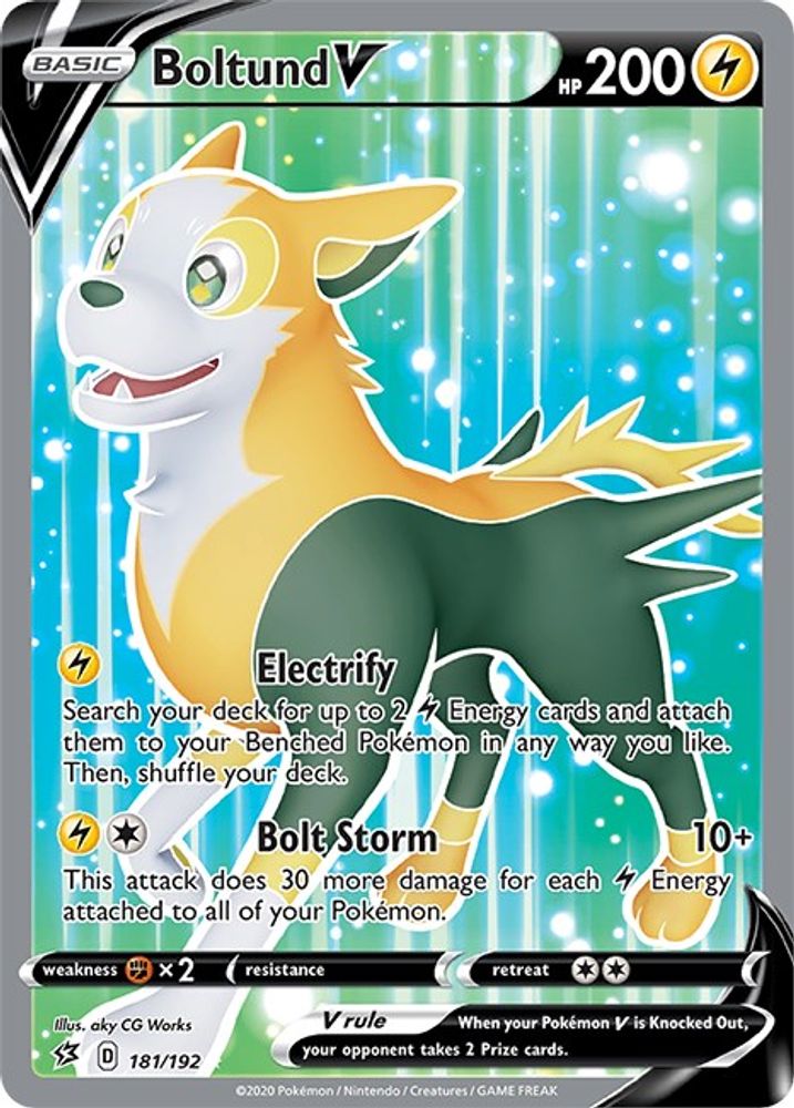 Boltund V (Full Art) 181/192  - Holofoil SWSH02 Rebel Clash - Ultra Rare