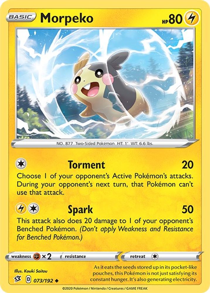 Morpeko 073  - Reverse Holofoil SWSH02 Rebel Clash - Uncommon