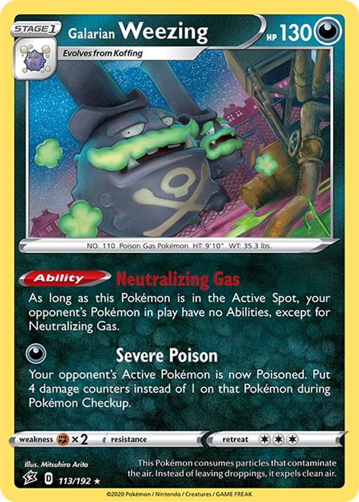 Galarian Weezing 113  - Reverse Holofoil SWSH02 Rebel Clash - Holo Rare
