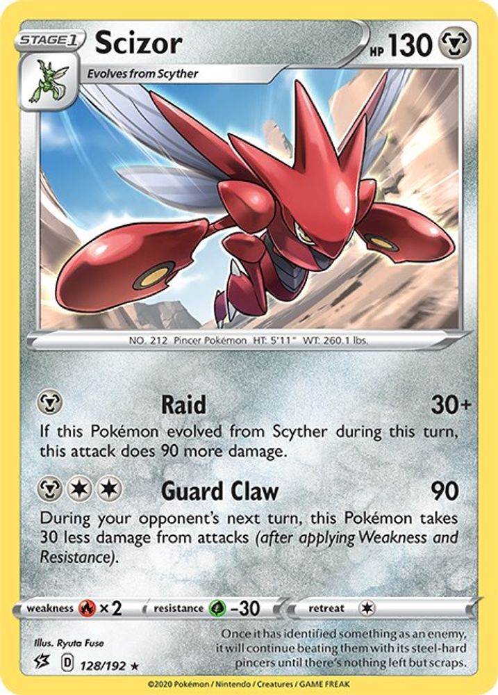 Scizor 128  - Reverse Holofoil SWSH02 Rebel Clash - Rare