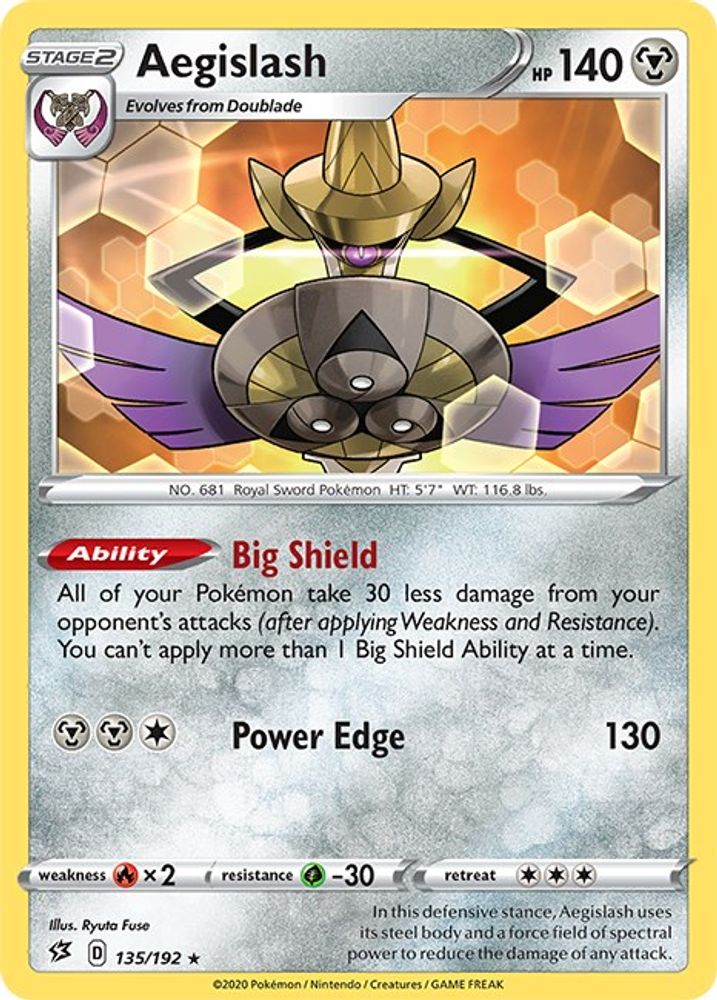 Aegislash 135  - Reverse Holofoil SWSH02 Rebel Clash - Rare