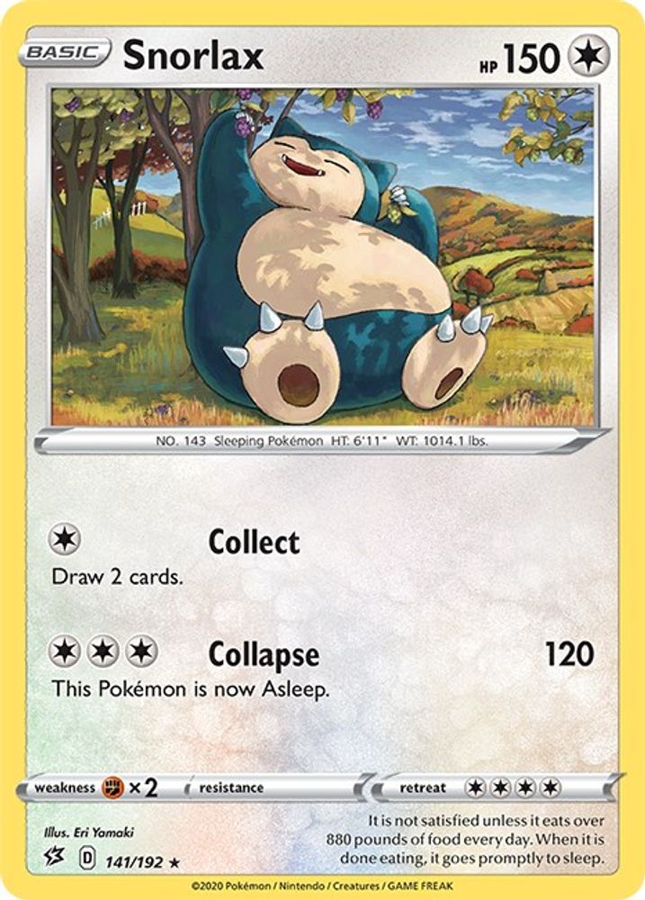 Snorlax 141  - Reverse Holofoil SWSH02 Rebel Clash - Rare