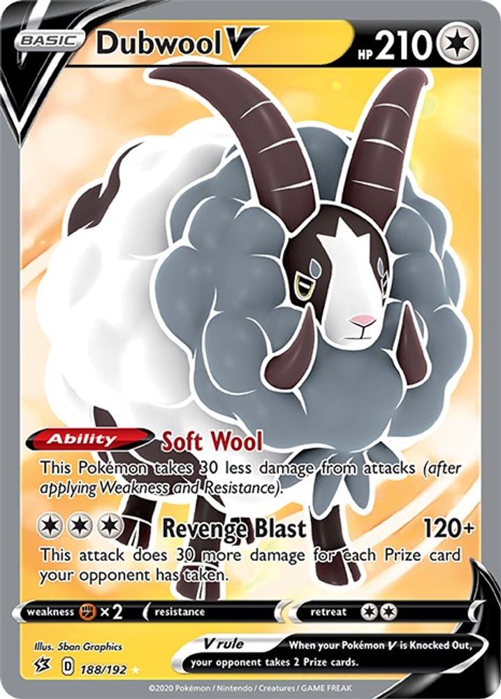 Dubwool V (Full Art) 188/192  - Holofoil SWSH02 Rebel Clash - Ultra Rare