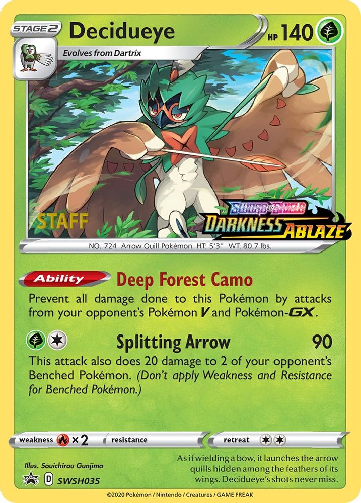 Decidueye - SWSH035 (Prerelease) [Staff]  - Holofoil SWSH Sword & Shield Promo Cards - Promo