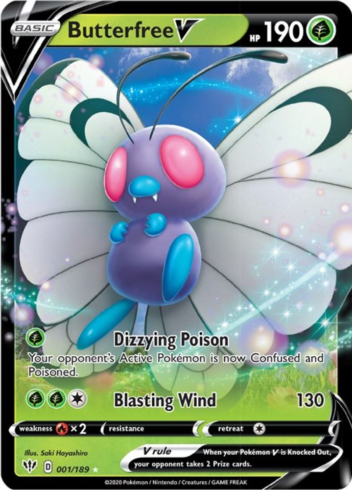 Butterfree V 001  - Holofoil SWSH03 Darkness Ablaze - Ultra Rare