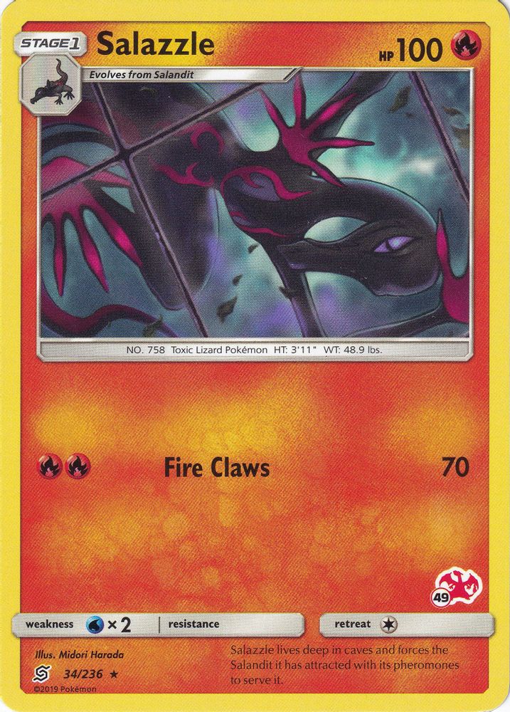 Salazzle - 34/236 (#49 Charizard Stamped)/236  Battle Academy - Promo