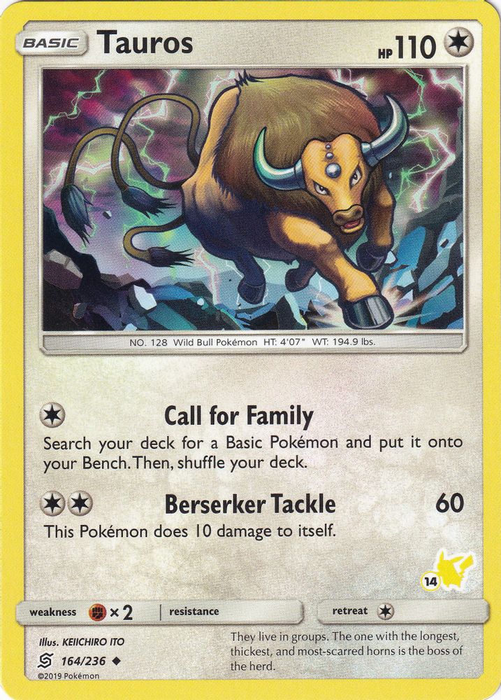 Tauros - 164/236 (#14 Pikachu Stamped)/236  Battle Academy - Promo