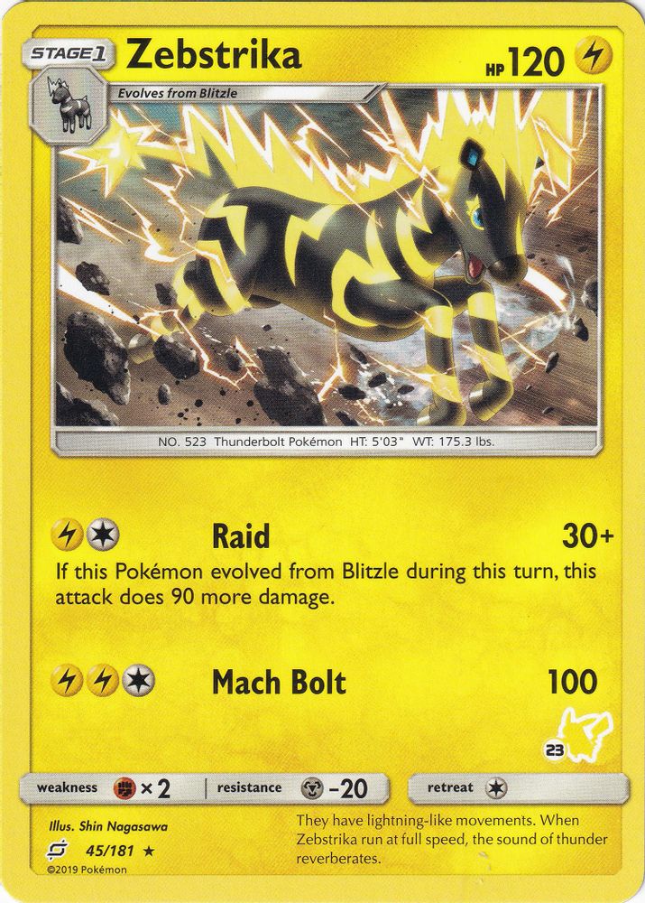 Zebstrika - 45/181 (#23 Pikachu Stamped)/181  Battle Academy - Promo