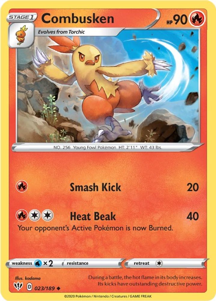 Combusken 023  SWSH03 Darkness Ablaze - Uncommon