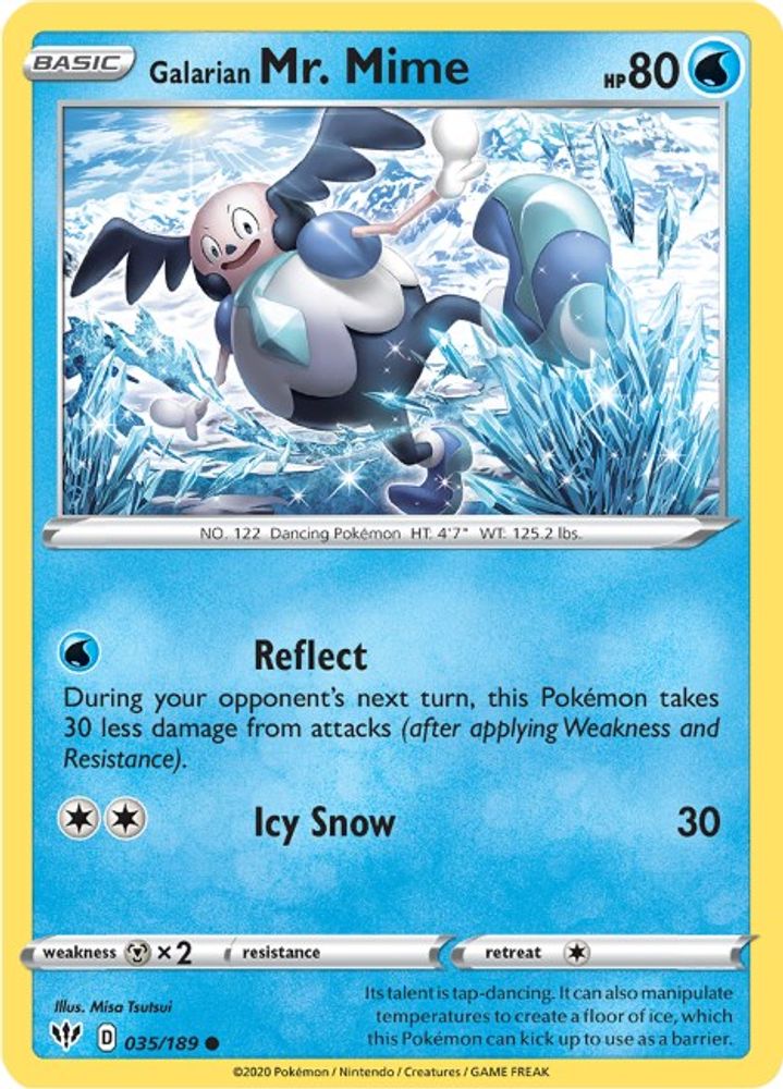Galarian Mr. Mime 035  - Reverse Holofoil SWSH03 Darkness Ablaze - Common