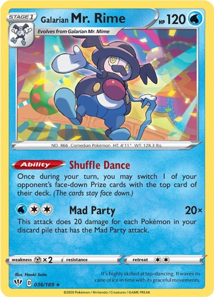 Galarian Mr. Rime 036  - Reverse Holofoil SWSH03 Darkness Ablaze - Rare