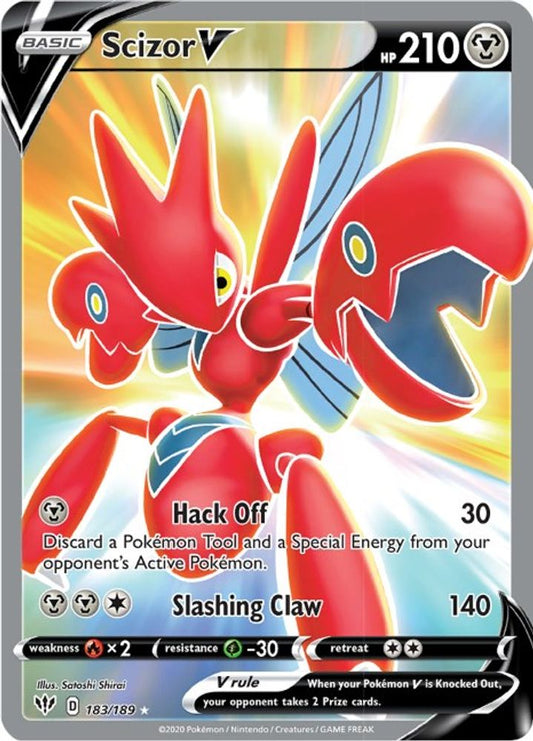 Scizor V (Full Art) 183  - Holofoil SWSH03 Darkness Ablaze - Ultra Rare