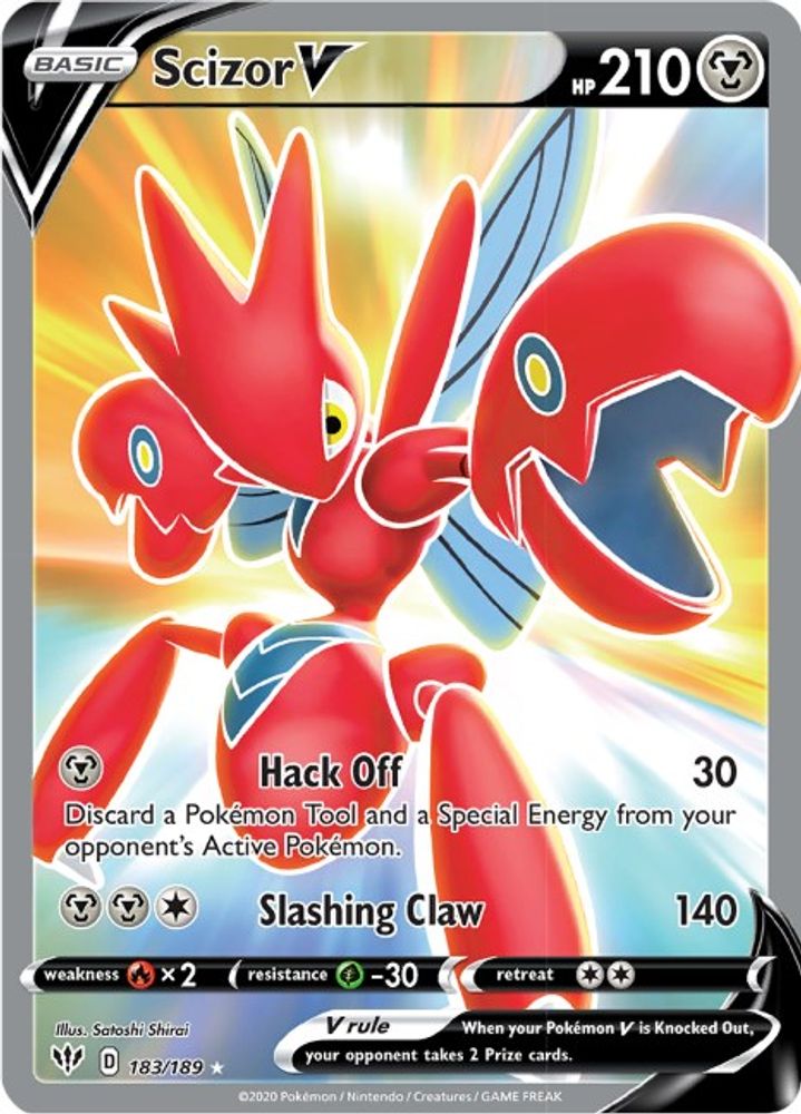 Scizor V (Full Art) 183  - Holofoil SWSH03 Darkness Ablaze - Ultra Rare
