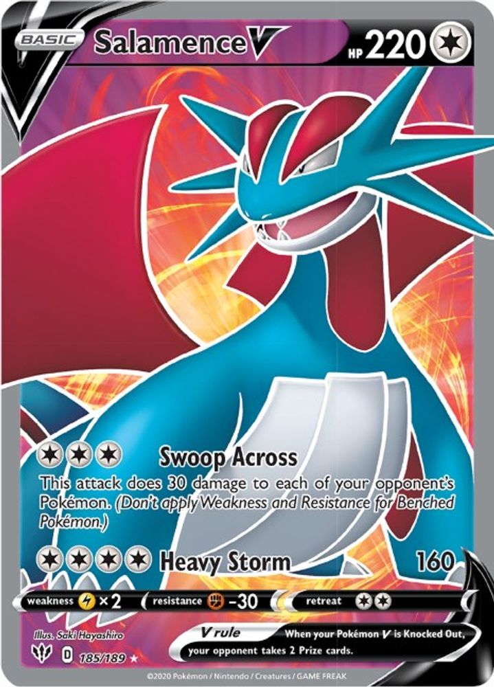 Salamence V (Full Art) 185  - Holofoil SWSH03 Darkness Ablaze - Ultra Rare