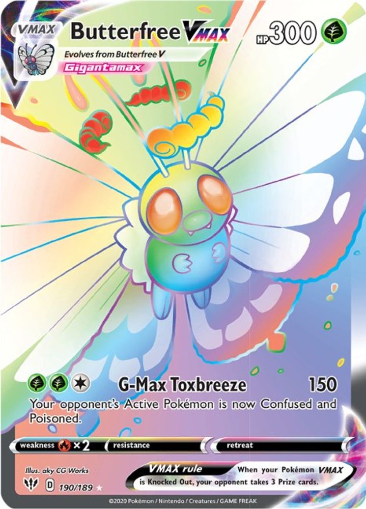 Butterfree VMAX (Secret) 190  - Holofoil SWSH03 Darkness Ablaze - Secret Rare