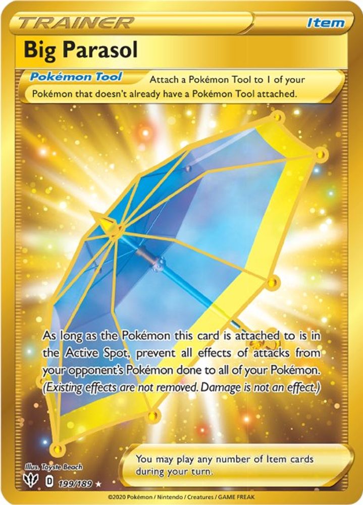 Big Parasol (Secret) 199  - Holofoil SWSH03 Darkness Ablaze - Secret Rare