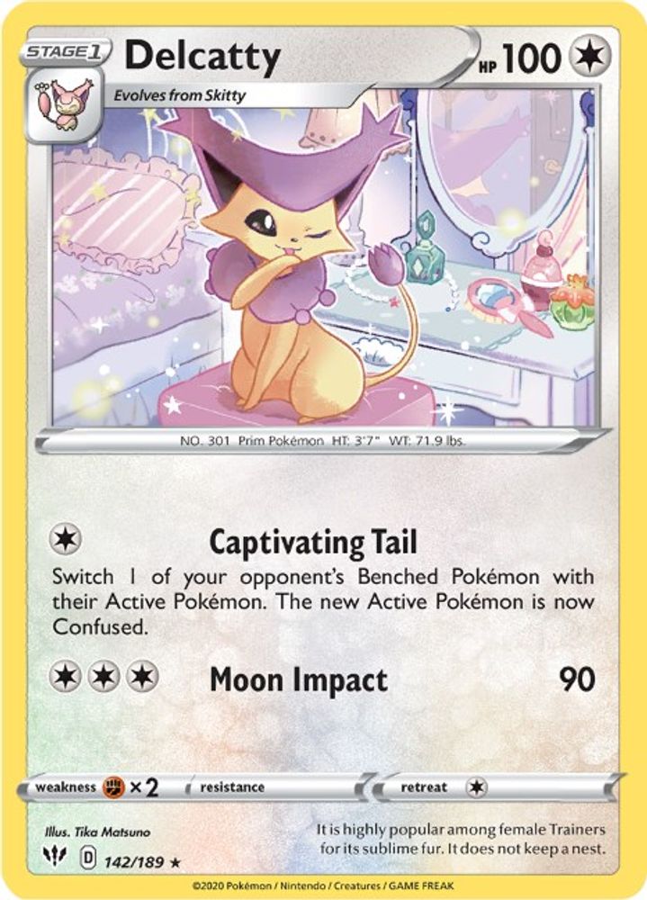 Delcatty 142  - Reverse Holofoil SWSH03 Darkness Ablaze - Rare