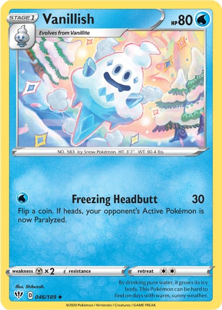 Vanillish 046  - Reverse Holofoil SWSH03 Darkness Ablaze - Uncommon