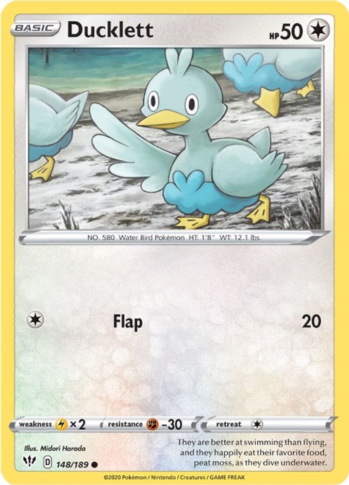 Ducklett 148  SWSH03 Darkness Ablaze - Common