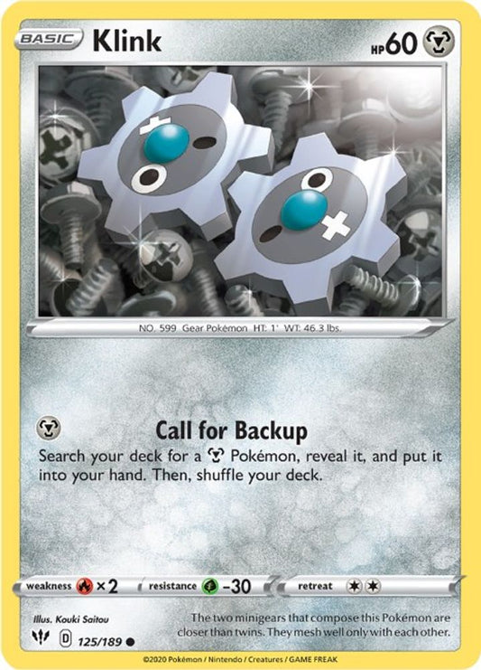 Klink 125  - Reverse Holofoil SWSH03 Darkness Ablaze - Common