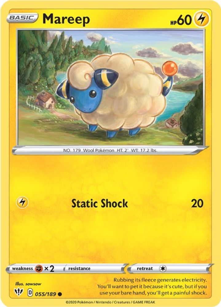 Mareep 055  SWSH03 Darkness Ablaze - Common