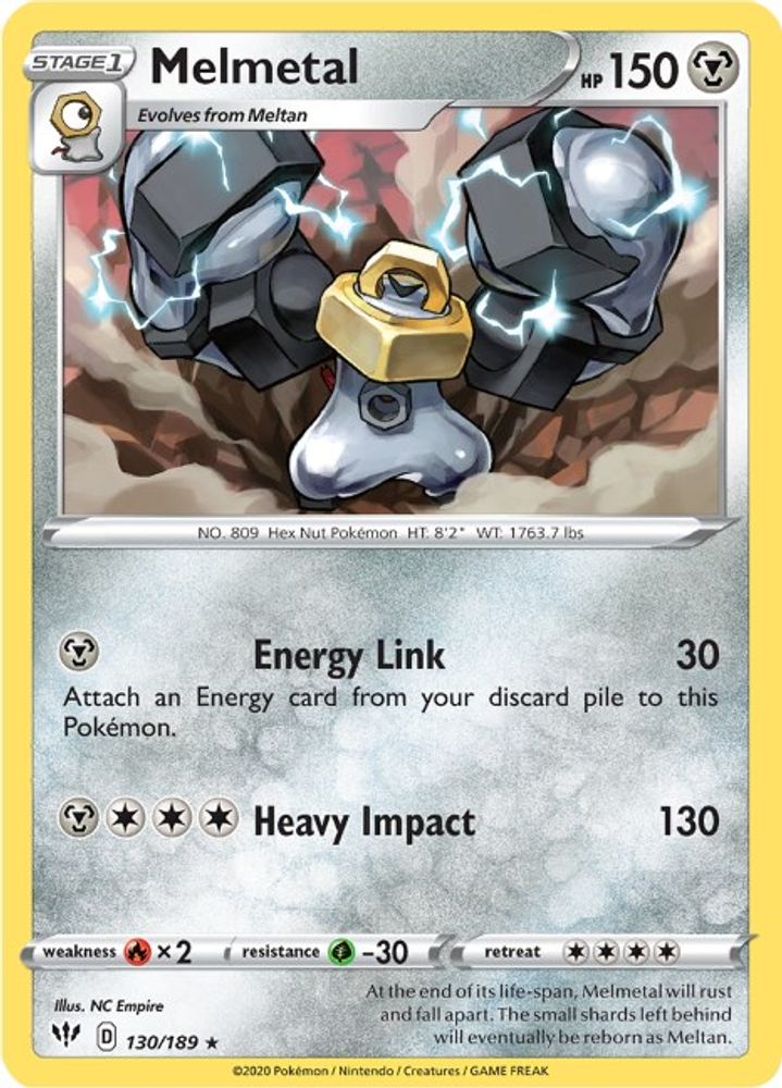 Melmetal 130  SWSH03 Darkness Ablaze - Rare