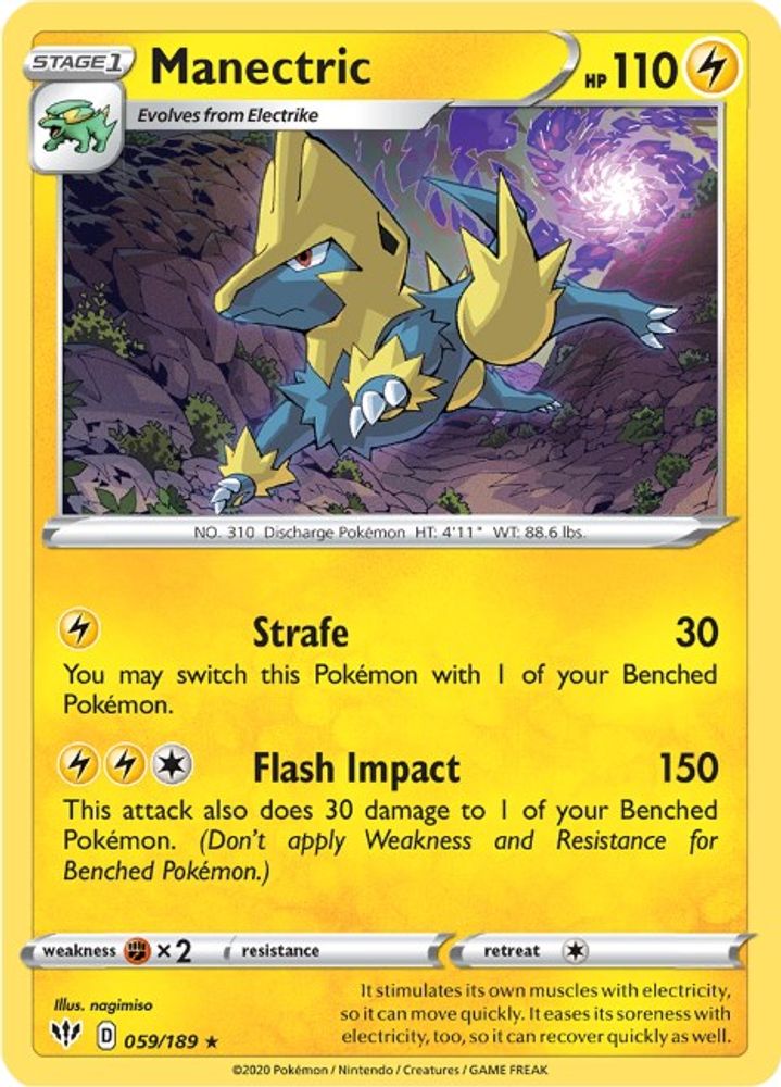 Manectric 059  - Reverse Holofoil SWSH03 Darkness Ablaze - Rare
