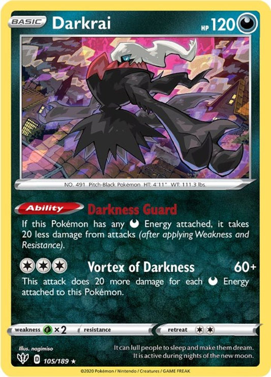 Darkrai 105  - Holofoil SWSH03 Darkness Ablaze - Holo Rare
