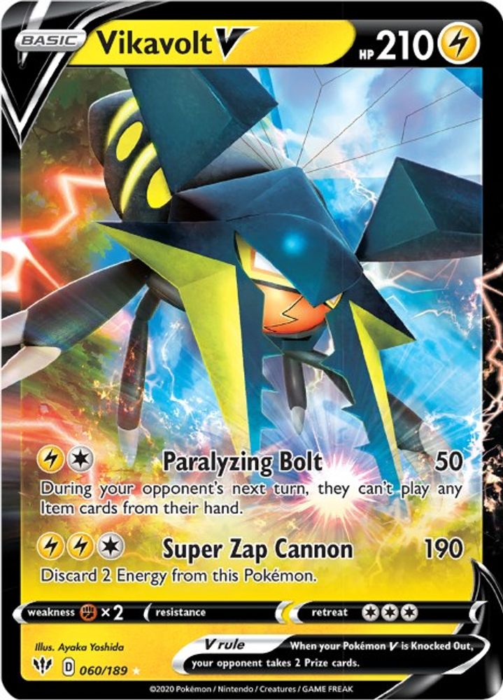 Vikavolt V 060  - Holofoil SWSH03 Darkness Ablaze - Ultra Rare