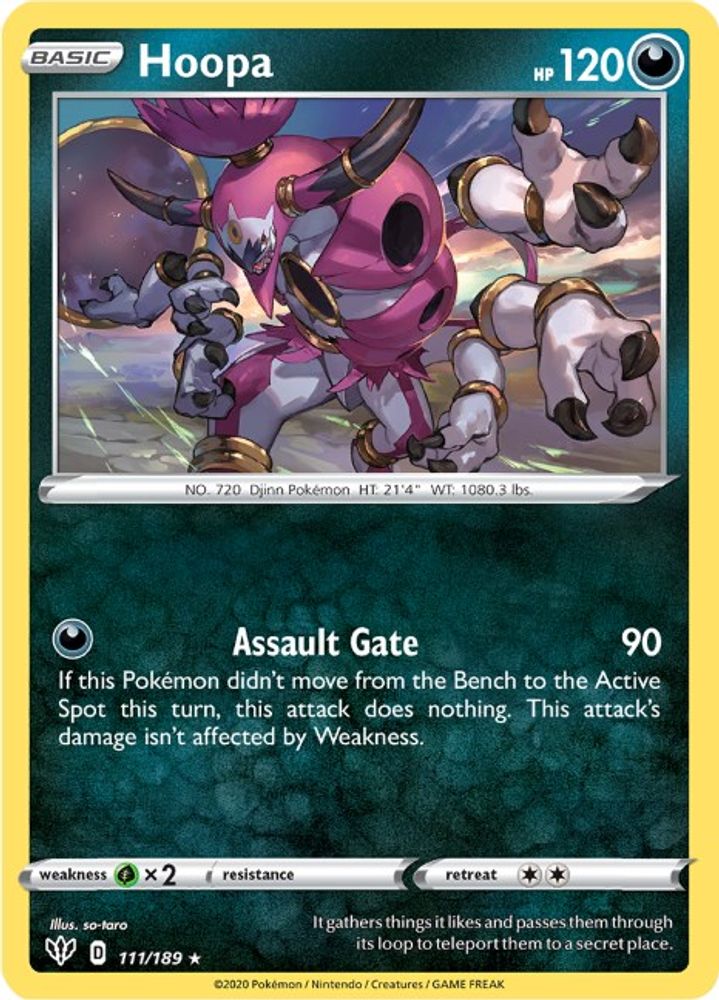 Hoopa 111  - Holofoil SWSH03 Darkness Ablaze - Holo Rare