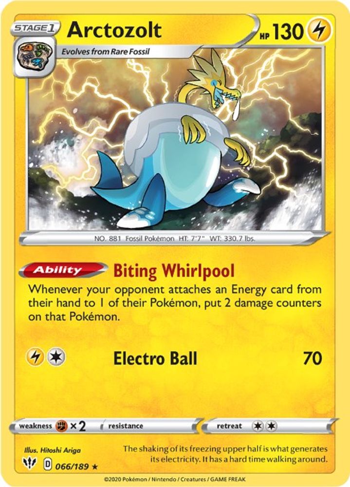 Arctozolt 066  - Holofoil SWSH03 Darkness Ablaze - Holo Rare