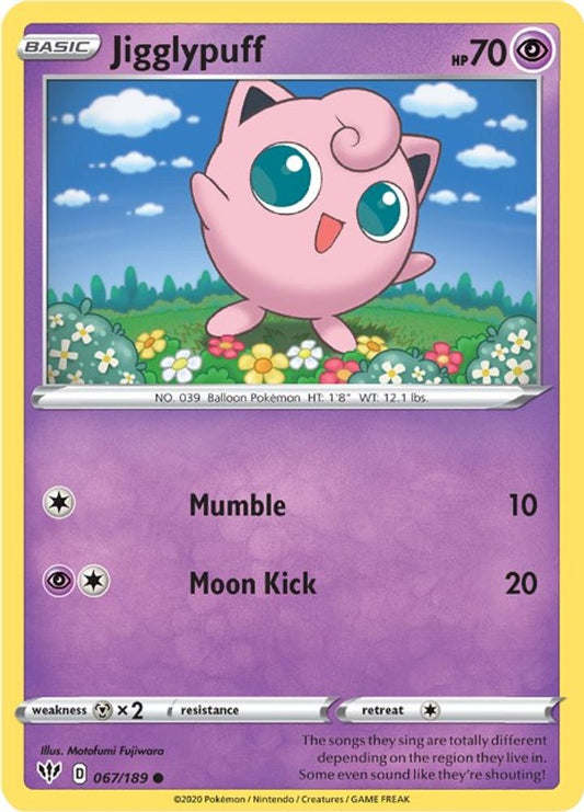 Jigglypuff 067  SWSH03 Darkness Ablaze - Common