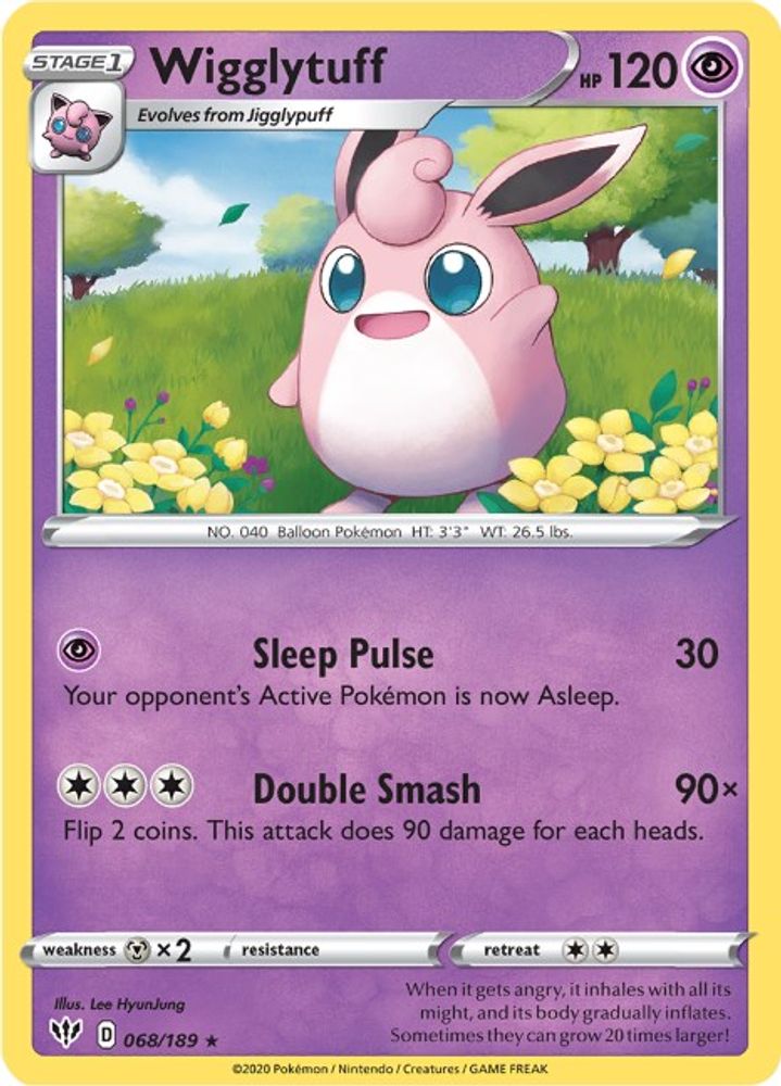 Wigglytuff 068  SWSH03 Darkness Ablaze - Rare